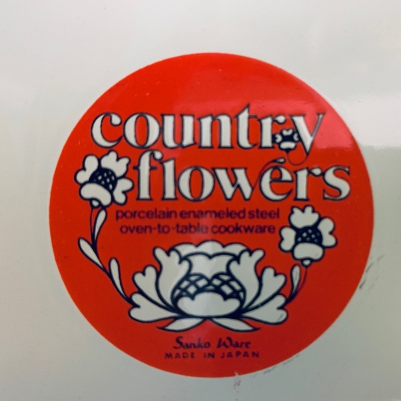 Vintage 70s Enamelware Floral Serving Dish Dinner Party Autumn Fall Platter - Picture 3 of 5